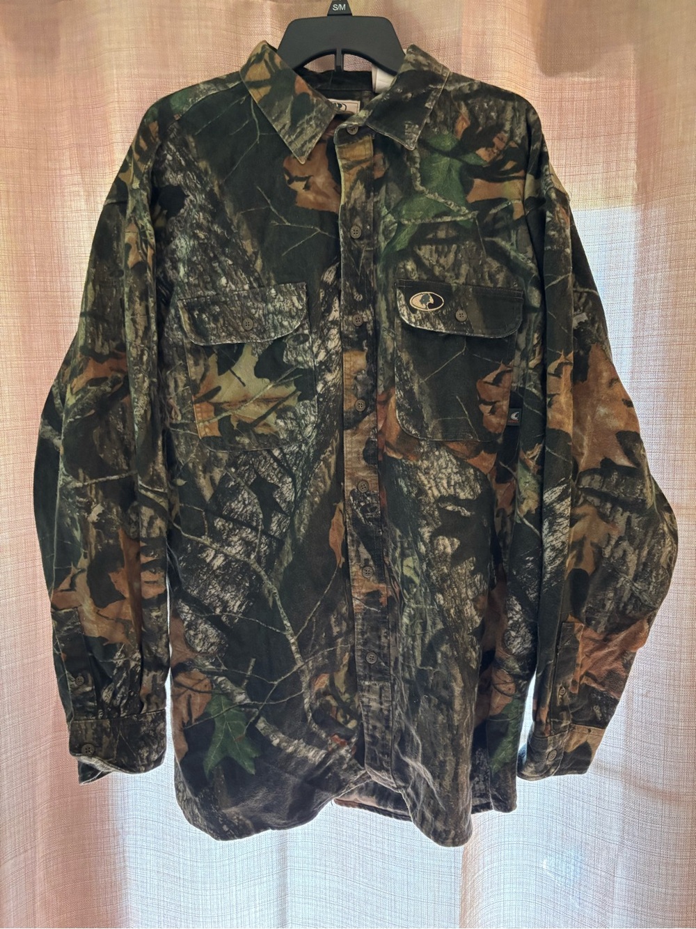 Vintage Mossy Oak Shirt Mens XL Woodland Camo Chamois Button Up Heavyweight